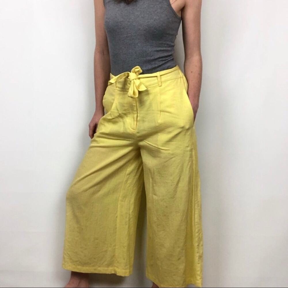 Revolve Lost + Wander Yellow Wide Leg Paper Bag Crop  Palazzo Pants Medium NWT